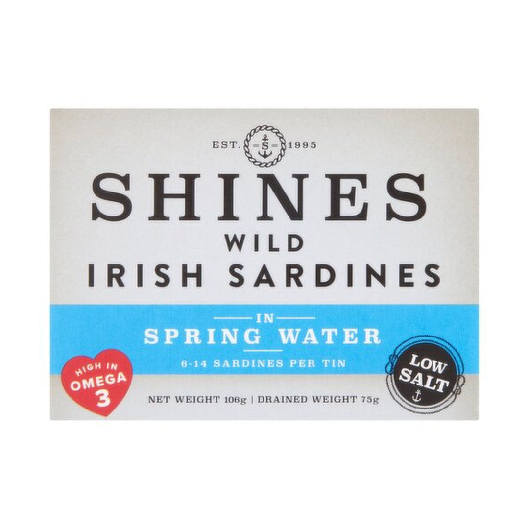 Shines Wild Irish Sardines in Spring Water 106g